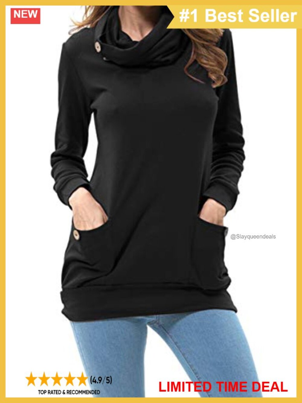 Womens Long Sleeve Tunic Sweatshirt Loose Fit Pullover Top